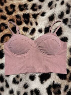 Mauve Ribbed Bustier Crop Top